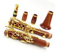 Clarinet principiantes Clarinete Profesional Madera Roja Palisandro Sib Chapado En Oro 18/17 Teclas (Color : 18KEYS)
