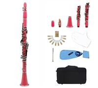 Clarinete ABS 17 Clarinete Binocular Plano KEY BB Con Guantes De Tela De Limpieza 10 Reeds/Case Clarinetes (Color : Pink)
