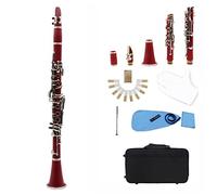 Clarinete ABS 17 Clarinete Binocular Plano KEY BB Con Guantes De Tela De Limpieza 10 Reeds/Case (Color : Crimson)