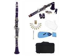 Clarinete ABS 17 Clarinete Binocular Plano KEY BB Con Guantes De Tela De Limpieza 10 Reeds/Case (Color : Purple)