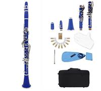 Clarinete ABS 17 Clarinete Binocular Plano KEY BB Con Guantes De Tela De Limpieza 10 Reeds/Case (Color : Blue)