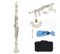 Clarinete ABS 17 Clarinete Binocular Plano KEY BB Con Guantes De Tela De Limpieza 10 Reeds/Case (Color : White)