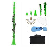 Clarinete ABS 17 Clarinete Binocular Plano KEY BB Con Guantes De Tela De Limpieza 10 Reeds/Case (Color : Green)