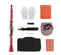 Clarinete ABS 17- Key Clarinet BB Flat Woodwind Instrumento Clarinete Profesional (Color : Crimson)