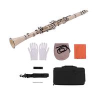 Clarinete ABS 17- Key Clarinet BB Flat Woodwind Instrumento Clarinete Profesional (Color : White)
