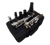 clarinete bajo Clarinete plano Bb llave chapada en plata caja de instrumentos musicales de madera compuesta boquilla cañas 17 teclas