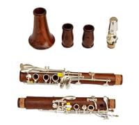 clarinete bajo Clarinete profesional de madera roja Clarinete de palisandro en Sib Teclas plateadas Klarnet de madera maciza