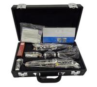 clarinete bajo Clarinetes de baquelita A clarinete profesional llaves plateadas 17 teclas con estuche boquilla alta durabilidad