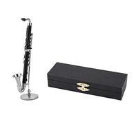 Clarinete bajo en miniatura, Clarinete bajo en miniatura con soporte y estuche Mini instrumentos musicales Adornos Decoración Pantalla