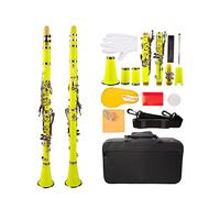 Clarinete BB De 17 Teclas Amarillo Abdominales Clarinet Cupronickel Chapado En Níquel Kit Con Clarinete + Cañas + Correa + Caso