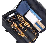 Clarinete Bb lacado oro 17 teclas aspecto negro instrumento noble cuerpo plástico