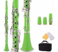 Clarinete Clarinete Plana Black Ebonite B Con 2 Barriles, Estuche, 10 Cañas, Boquilla Clarinete Profesional (Color : Green)