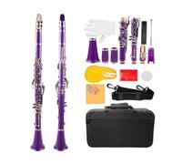 clarinete Clarinete profesional 17 teclas Bb plano con estuche guantes estuche de tela para cañas 10 Uds Color púrpura