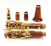 Clarinete Clarinete Profesional De Madera Roja Palisandro BB Chapado En Oro 17 Teclas 18 Teclas Clarinete Sib De Madera Maciza(17 KEYS)