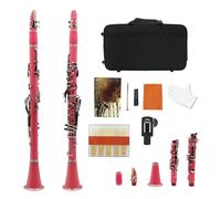 Clarinete en miniatura Clarinete 17 teclas Bb B tono plano Baquelita profesional sonido más realista y conmovedor(Pink)