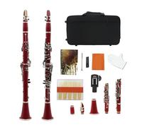 Clarinete en miniatura Clarinete 17 teclas Bb B tono plano Baquelita profesional sonido más realista y conmovedor(Red)
