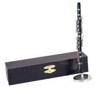 Clarinete en miniatura con soporte y estuche, modelo de clarinete para decoración de escritorio, accesorios para casa de muñecas, accesorio duradero para escena musical
