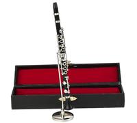 Clarinete en miniatura con soporte y funda, decoración de escritorio para colecciones de músicos, figuritas, accesorios para casa de muñecas, accesorios para casa de muñecas