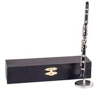 Clarinete en miniatura con soporte y funda, decoración de escritorio para colecciones de músicos, figuritas, accesorios de casa de muñecas, réplicas de clarinete, modelo