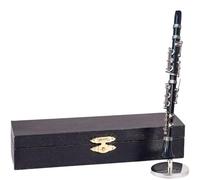 Clarinete en miniatura con soporte y funda, decoración de escritorio para colecciones de músicos, figuritas, accesorios para casa de muñecas, accesorios para casa de muñecas