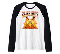 Clarinete Instrumento Clarinetist Flames 90s Bootleg Style Camiseta Manga Raglan