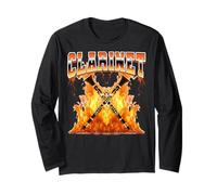 Clarinete Instrumento Clarinetist Flames 90s Bootleg Style Manga Larga
