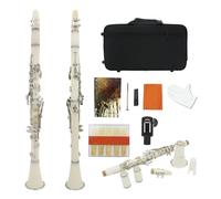 Clarinete miniatura Clarinete 17 teclas Bb B tono plano Baquelita profesional sonido realista y conmovedor(White)