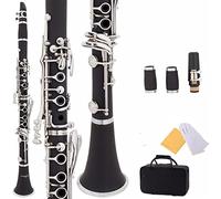 Clarinete Plana Black Ebonite B Con 2 Barriles, Estuche, 10 Cañas, Boquilla Clarinetes (Color : Black)