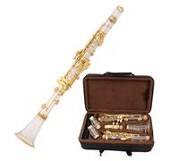 Clarinete Plateado Plateado Chapado En Oro BB Clarinet Acrílico Tubo Transparente Cuerpo Excelente Timbre Clarinete Profesional (Color : Gold plated)