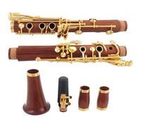 Clarinete Profesional Clarinete Chapado En Oro Con 17 Teclas, Tono A, Palisandro, Plateado/ébano, Cuerpo De Madera Maciza, Clarinete Con Estuche De Almacenamiento (Color : Rosewood)