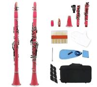 Clarinete Profesional Clarinete de resina ABS multicolor de 17 teclas instrumento de viento madera profesional en clave Bb B con piezas de caja de lengüeta(Pink)
