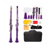 Clarinete Púrpura BB Abdominales Clarinet 17-Key Cupronickel Chapado En Níquel Kit Con Clarinete + Caña + Correa + Caso Clarinetes