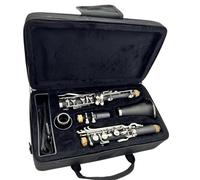 Clarinete Set Clarinete B, Instrumento De Viento De Madera Profesional De Baquelita Con Tubo Negro Cerrado, Con Estuche