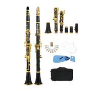 Clarinete Set Clarinete Falling Body Material B Clarinete Instrumento De Viento De Madera 17 Cobre-Níquel (Color : Golden)