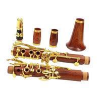 Clarinete Set Clarinete Profesional Madera Roja Palisandro Sib Teclas Chapadas En Oro Madera Maciza 17 Teclas Chapadas En Oro