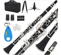 Clarinete Sib Clarinete B Para Estudiantes Principiantes Clarinete Si Bemol Clarinete De 17 Teclas Con Estuche Correa Con Soporte 2 Barriles(Black)
