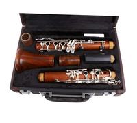 Clarinete Sib Clarinete En Si Bemol Clarinete De Madera De Palisandro Con Llaves Plateadas Llave En Sib Estuche De 17 Teclas + Cañas + Almohadillas Clarinete Intermedio