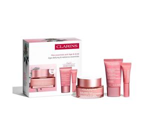 Clarins Juego de regalo multiactivo con niacinamida | Líneas finas suaves | Aprieta visiblemente los poros | Tono y textura uniformes | Aumenta el brillo | Fortalece la barrera de humedad | Todo tipo