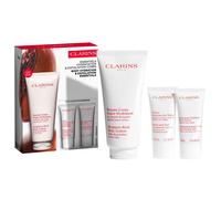 CLARINS Productos esenciales para la hidratación y la exfoliación corporal (bálsamo 200 ml + exfoliante 30 ml + crema de manos 30 ml)