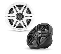 Clarion CMS-651-SWB - Altavoces marinos coaxiales de 6.5 pulgadas, 30 W RMS, manejo de potencia, tweeter de cúpula de polímero de 13 mm, incluye rejillas deportivas blancas y negras
