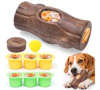 ClariVora Juguetes interactivos para perros, rompecabezas para perros, juguete de golosinas congeladas para mantenerlos ocupados, juguetes para masticar, forma de rama con ranuras de mantequilla de