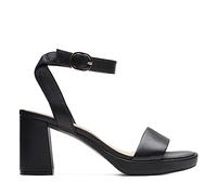 Clarks Ambyrlyn Bay, Sandalia con talón Mujer, Piel Negra, 41 EU