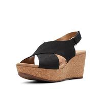 Clarks Annadel Eirwyn, Sandalia de cuña Mujer, Piel de Nobuk Negra, 38.5 EU
