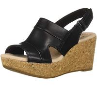 Clarks Annadel Ivory Sandalia de cuña para mujer, Cuero negro, 8 Wide