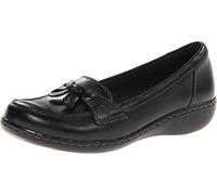 Clarks Ashland Bubble, Mocasín Mujer, Schwarzes Leder, 39.5 EU Ancho