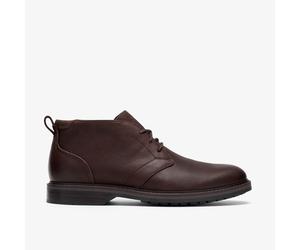 CLARKS Botas de media caña de piel, con cordones, ALDWIN2 CHUKKA. Color Marrón