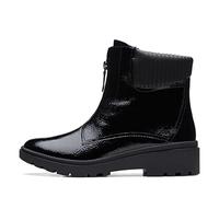 Clarks Botas de media pantorrilla con cremallera para mujer, negro arrugado patente sintético, 39 EU