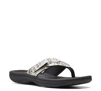 Clarks Breeze Seasandals para mujer, Piel sintética de serpiente negra y blanca, 39 EU