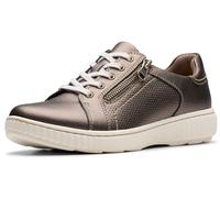 Clarks Caroline Janna - Zapatillas de piel con cremallera lateral para mujer, Cuero Bronce, 9 Wide