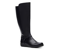 Clarks Cheyn Lindie-Pantorrilla Ancha, Botas a la Altura de Rodilla Mujer, Cuero Negro Sintético Combi, 37 EU